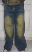 Men's Baggy Jeans - Vintage Sun-Faded Yellow Tinted - 2