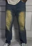 Men's Baggy Jeans - Vintage Sun-Faded Yellow Tinted - 3
