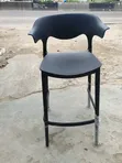 Ergonomic Molded Plastic Bar Stool - Matte Black - 1