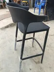 Ergonomic Molded Plastic Bar Stool - Matte Black - 2