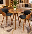Wooden Bar Table with 2 Leather Bar Chairs - 1
