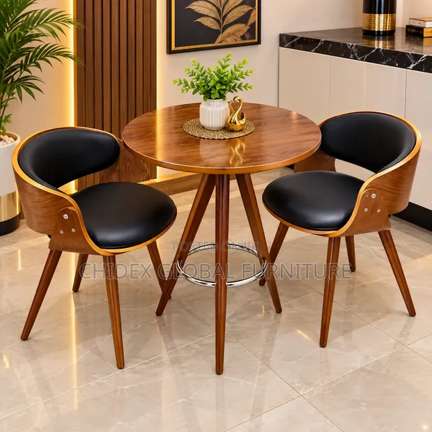 Executive Wooden Table and Leather Chairs Set - 1