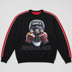 Skull Mask "Smile" Print Sweatshirt - Black