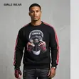 Skull Mask "Smile" Print Sweatshirt - Black - 2