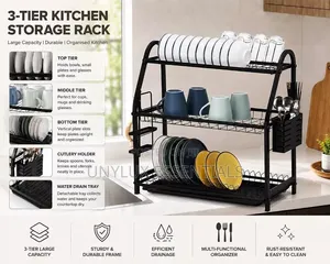 3-Tier Black Plate Rack