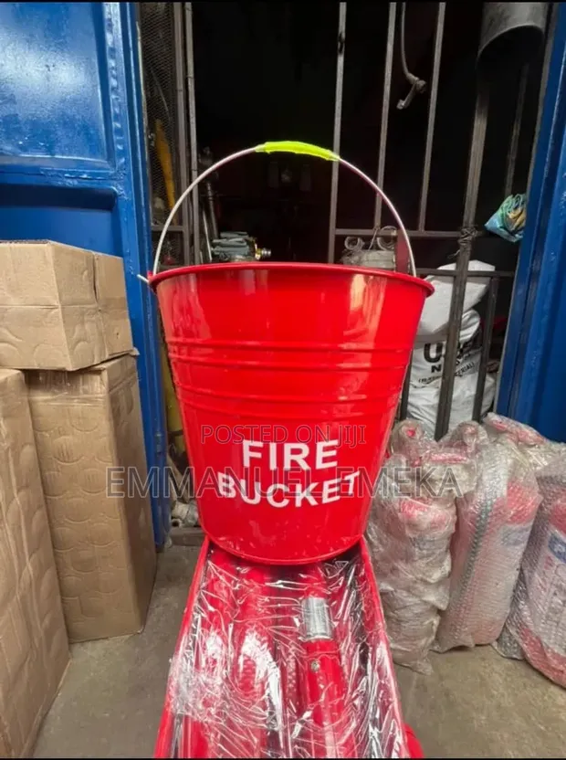 Red Metal Fire Bucket - 1