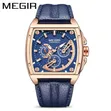 Megir Chronograph Leather Watch - Waterproof, Branded Box - 1