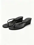 Sabon SHEIN Black Satin Wedge Flip Flops - 1