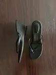 Sabon SHEIN Black Satin Wedge Flip Flops - 3