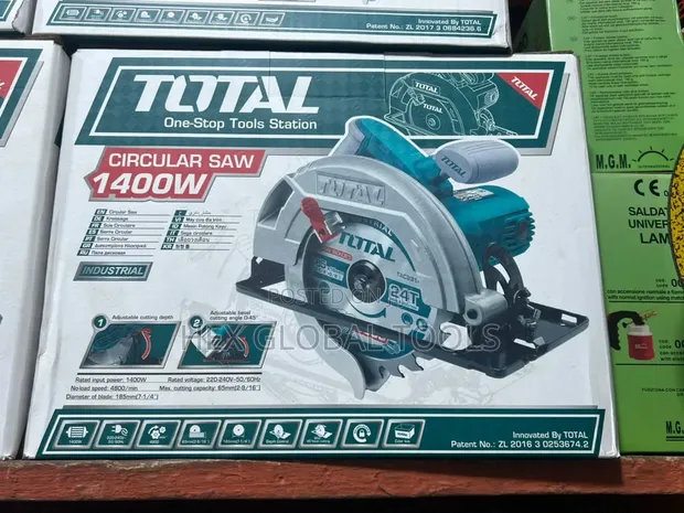 Total 1400W 7" Electric Circular Saw - 1