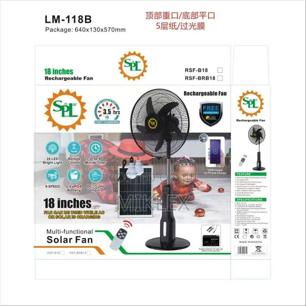 Solar Rechargeable Fan - 17+ Hours Runtime - 1