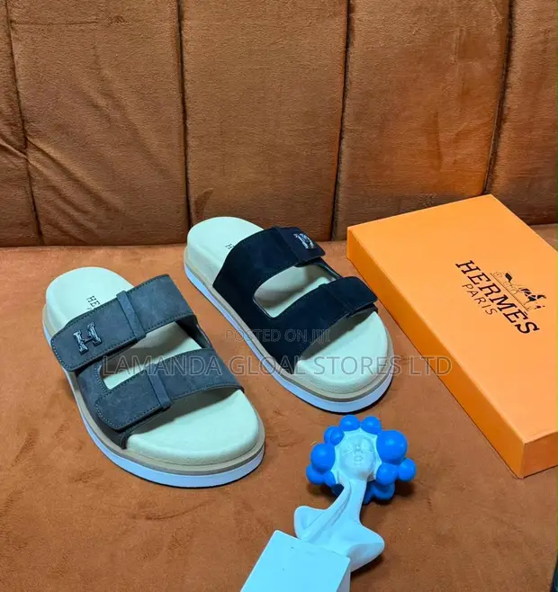 Hermès Double-Strap Suede Sandals - 1