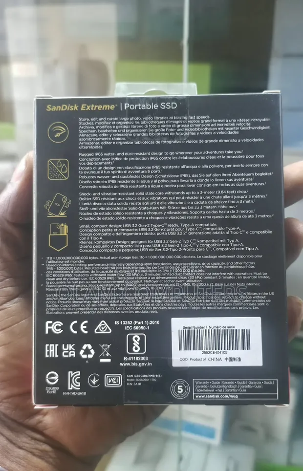 SanDisk Extreme Portable 1TB SSD 1050MB/s - 1