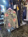 Distressed Denim Varsity Jacket - 2