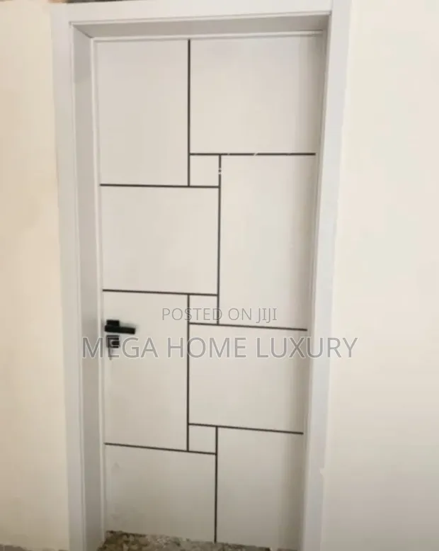 Modern Panel Room Door - White Wood - 1
