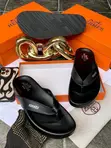 Hermès Black Leather Thong Sandals - Men's Size 45 - 1
