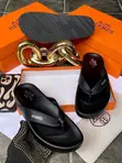 Hermès Black Leather Thong Sandals - Men's Size 45 - 2