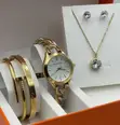 Gold Wristwatch Bracelet and Necklace Set - 1