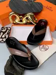 Hermès Brown & Black Leather Thong Sandals - Men's Size 45 - 2