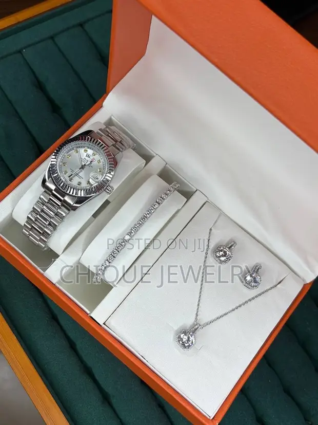 Silver Wristwatch, Bracelet & Necklace Set - 1