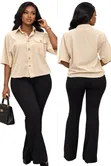 Cream Colored Button Down Top - Women's Cotton - 1