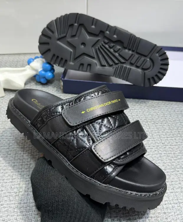 Dior Quilted Double-Strap Sandals - Black - 1
