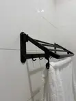 Matt Black Foldable Towel Rack with Hooks - 1