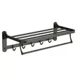 Matt Black Foldable Towel Rack with Hooks - 2
