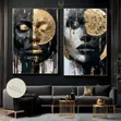 Abstract Portrait Wall Art - Black, White, Gold - 1