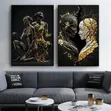 Abstract Portrait Wall Art - Black, White, Gold - 2