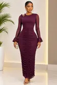 Lara Mesh Dress - Wine - 1