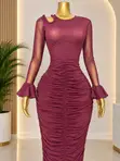 Lara Mesh Dress - Wine - 2