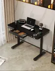 Boss Office Products Contemporary Adjustable Table with Glass Top & Wireless Charger (1.2m) - 2