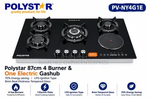 Polystar 87cm 4 Gas Burner + 1 Electric Cooker/Hob