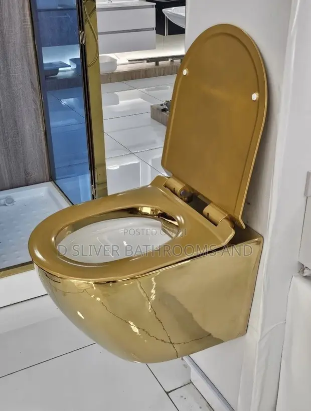 Royal Gold Wall Hung Toilet Water Closet WC - 1