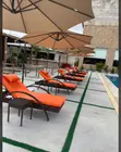 Rattan Poolside Bed with Cushion and Side Stool - 2