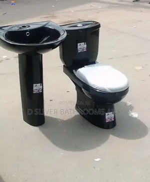Black England WC Toilet with Pedestal Wash Hand Basin