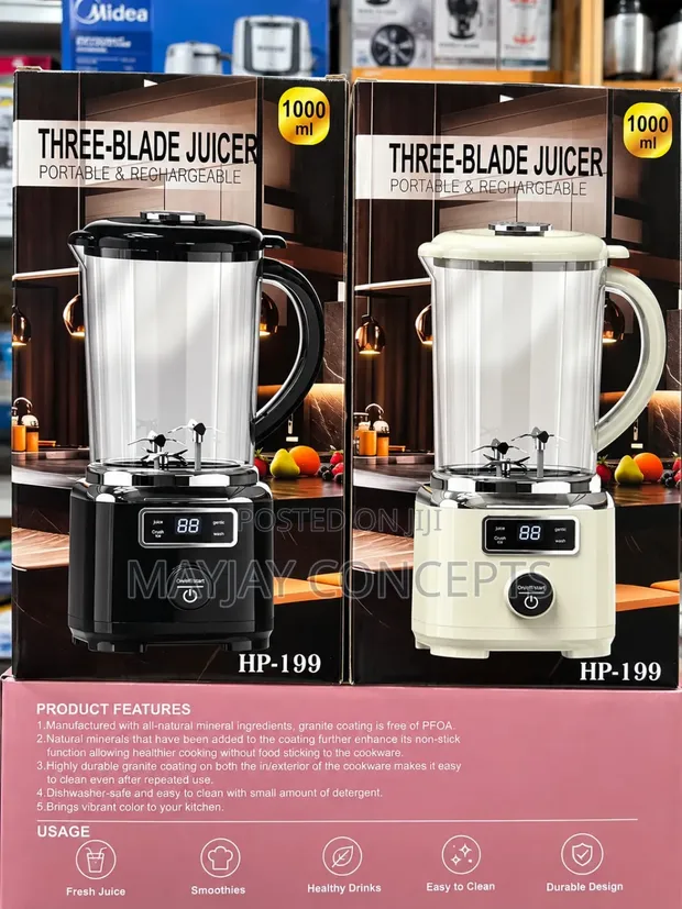 HP 1000ml Rechargeable 3-Blade Juicer with Digital Display - 1