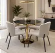 Modern 4-Piece Round Dining Set - Black Faux-Marble Top - 4