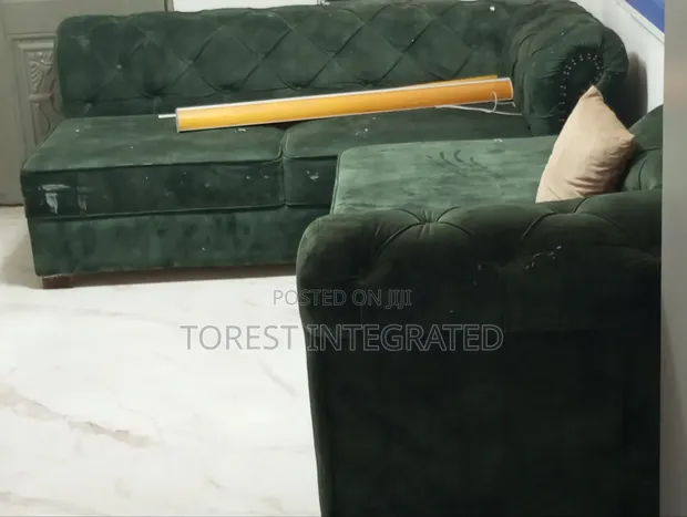 Used L-Shape Sofa Set - Dark Green - 1