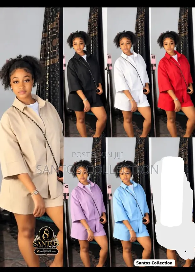 Ladies 2-Piece Oversized Shirt and Short Set - 6 Colors - 1
