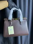 Dafengli 2602 Classic Structured Handbag - Rich Coffee Brown - 3