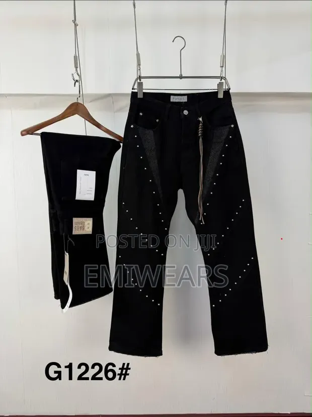 Studded Panel Black Denim Jeans - 1