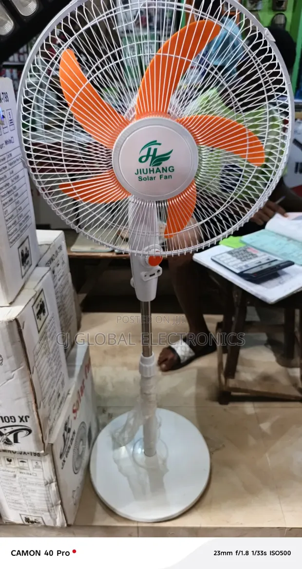 Brand New 16-Inch Jiuhang Solar Rechargeable Standing Fan - 1