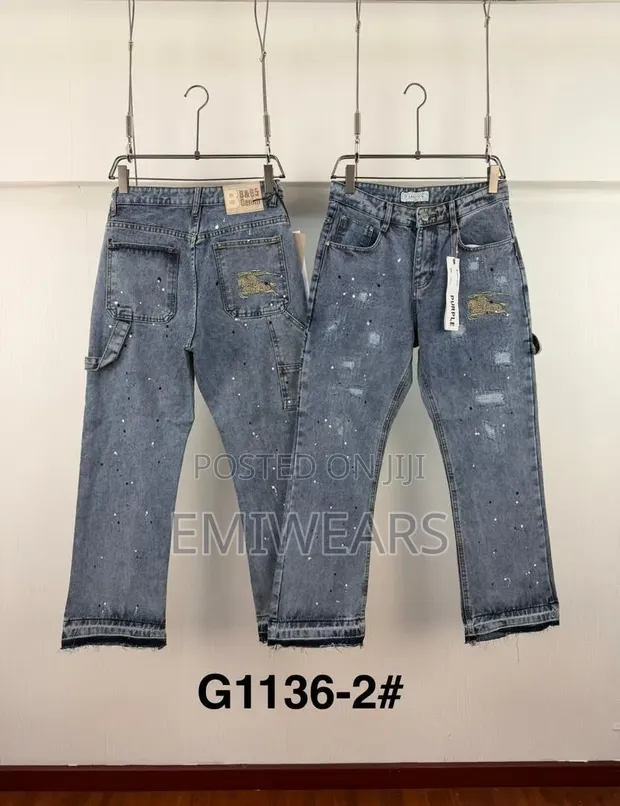 Distressed Cargo-Pocket Jeans - 1