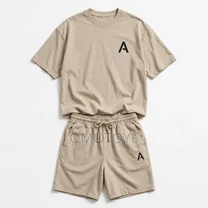 Men's Beige 2-Piece T-Shirt & Shorts Set - Size L