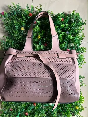 Belissimo Nude Pink Two-Tone Leather Tote Bag
