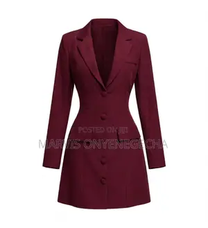 Burgundy Mai Kyau Na Ofis Blazer