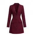 Burgundy Mai Kyau Na Ofis Blazer - 1