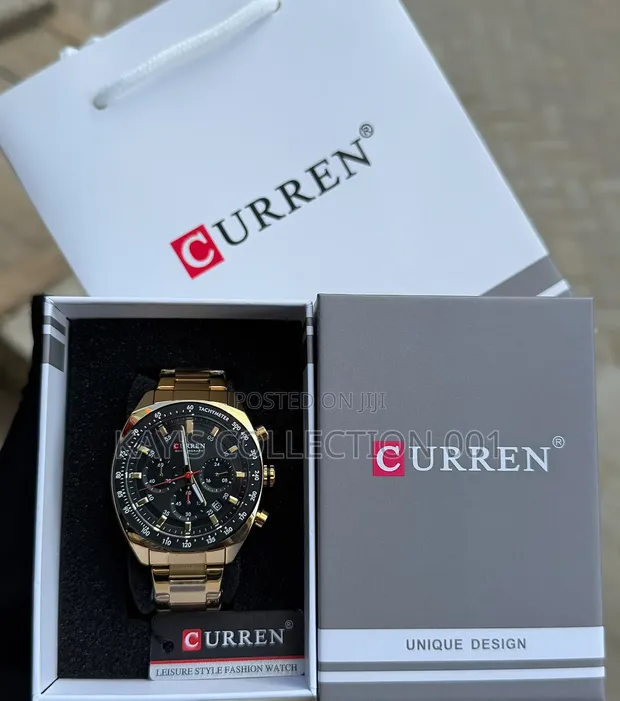 Curren Men's Chronograph Wrist Watch - Gold/Blue - 1